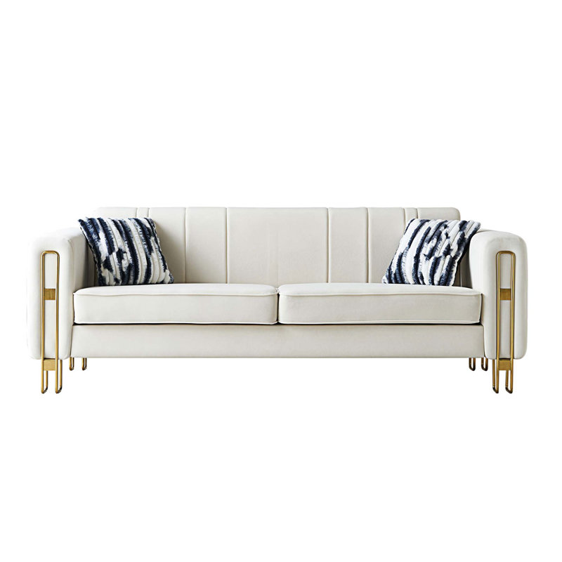 Canapé rembourré 85,04 po Najeebah, Velours beige