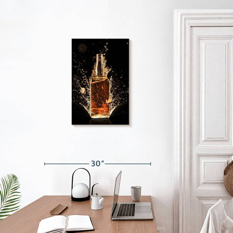 Yarlin Whiskey Bottle Splash, 24" H x 16" W