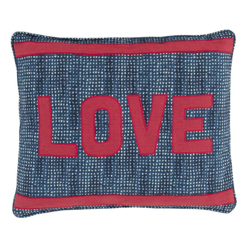Coussin décoratif indigo Love Resist, Housse de coussin seulement - sans coussin