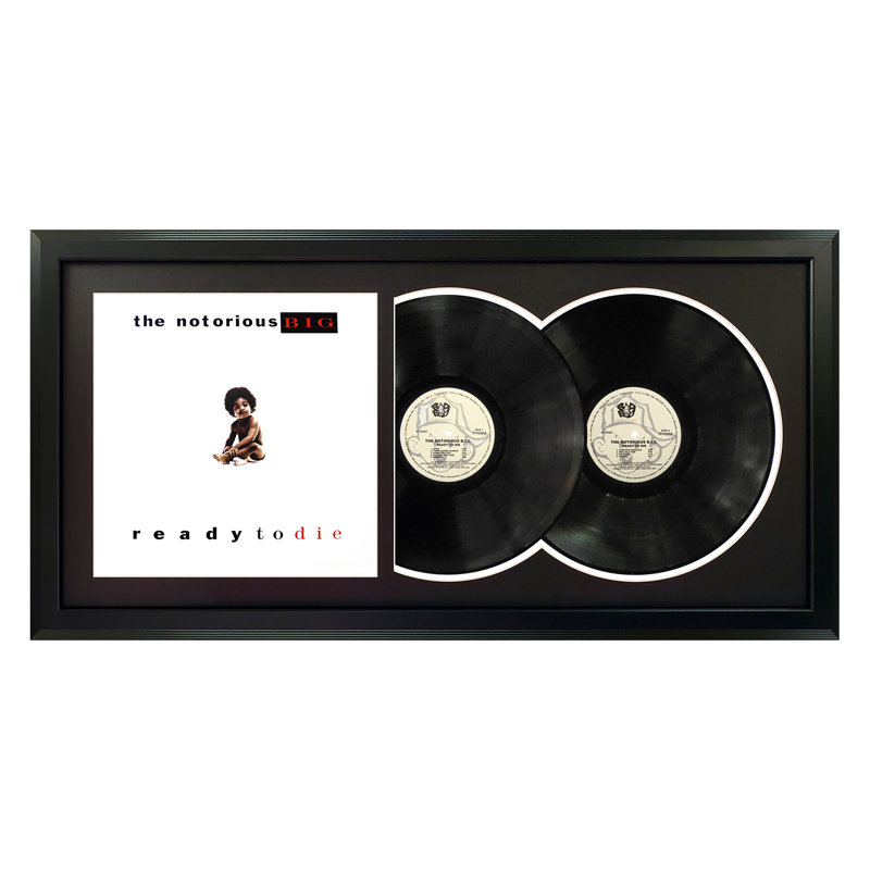 The Notorious B.I.G. «Ready to Die», art mural double disque vinyle encadré, présentation de la pochette d'albums, décor de souvenirs de musique, cadeau unique pour les amateurs de vinyle