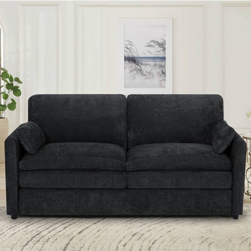 Canapé moelleux moderne 69 po avec coussin rembourré, canapé en chenille avec 2 coussins bien rembourrés, canapé 2 places pour le salon, la chambre à coucher
