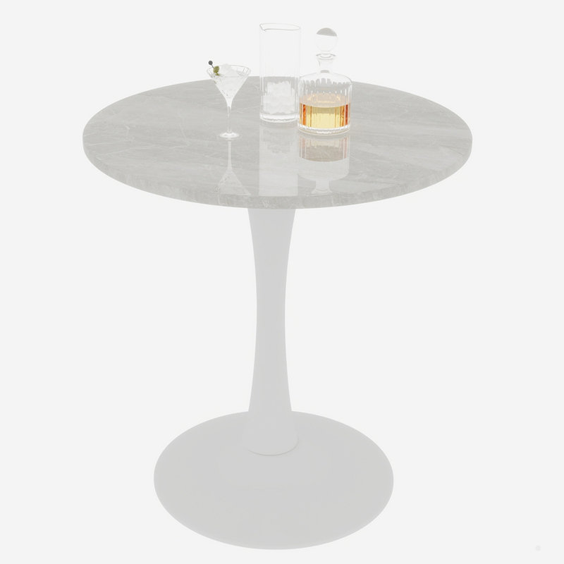 Table d'appoint ronde 27,6 po, Blanc, Gris
