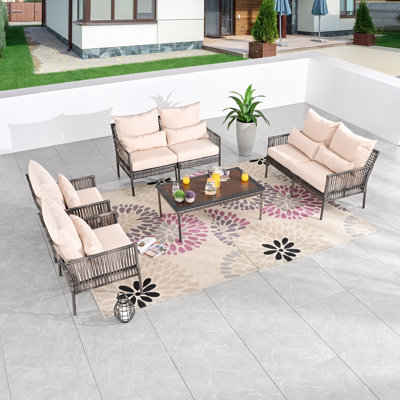 Aalaysia 7-Piece Outdoor Wicker Conversation Set
