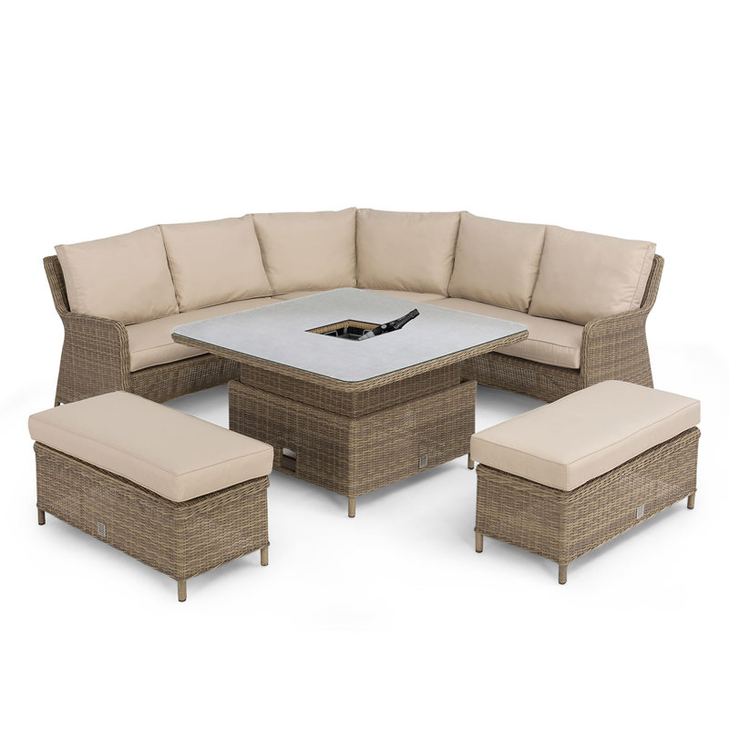 Balch Royal Corner Rattan Dining Set - with Ice Bucket & Rising Table