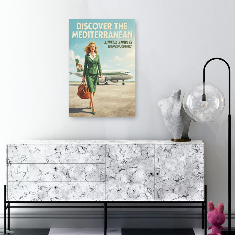 Elegant Jet Set Traveler Classic Elegant Retro Landscape Nature Wall Art Print by Andreas Magnusson - Wrapped Canvas Print