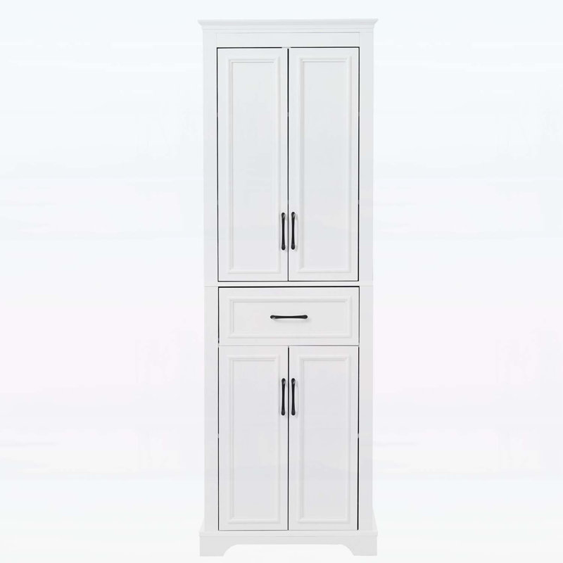 Armoire de rangement autoportante avec 4 portes, 1 tiroir et tablettes réglables