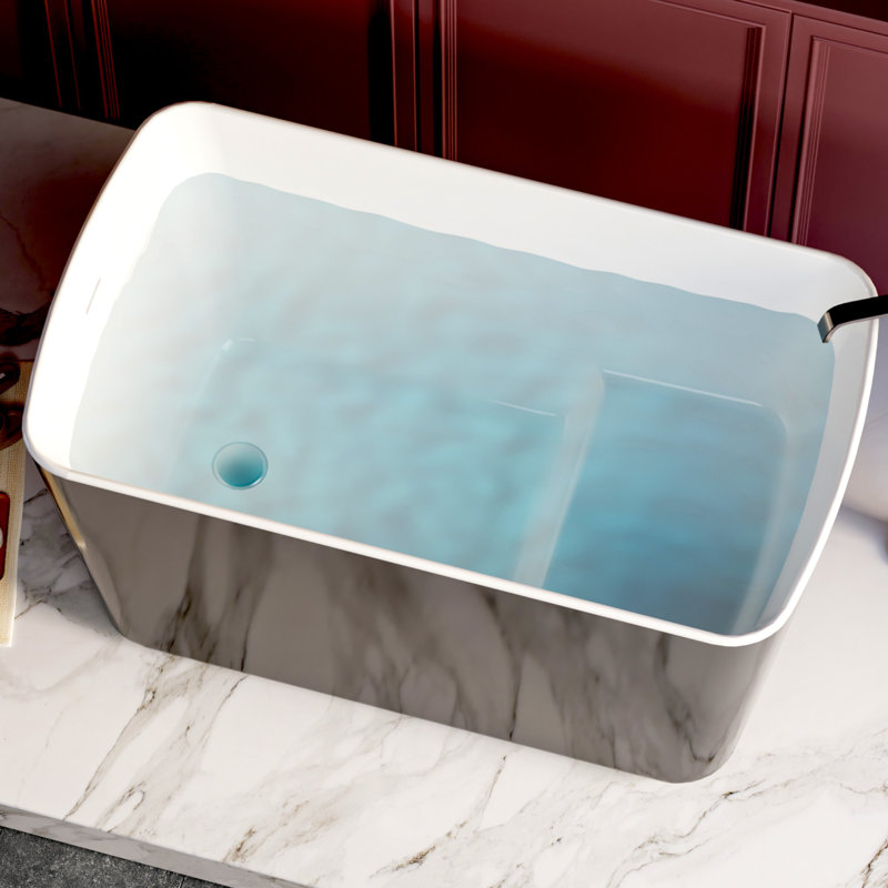 Petite baignoire autoportante rectangulaire en acrylique 49 po avec siège intégré L 49 po x l 28 po CUPC