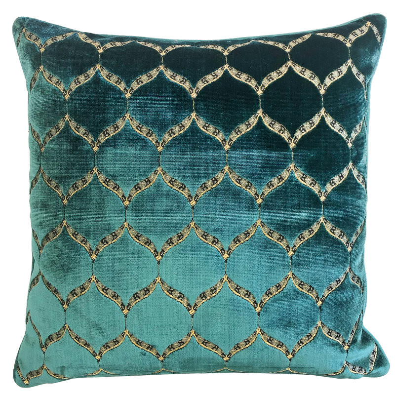 Geometric Feather Throw Pillow, Cerulean