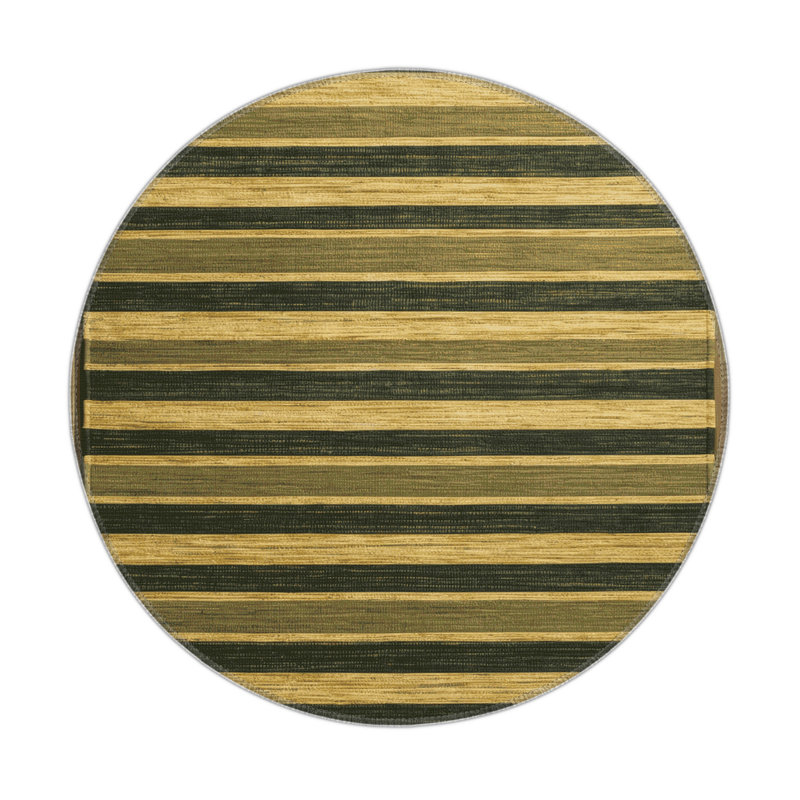 Tapis intérieur / extérieur brun HorizontalStripes, Rond 5 pi