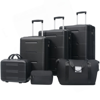 Ensemble de bagage 6 pièces, valise rigide avec roulettes doubles et verrou à mot de passe