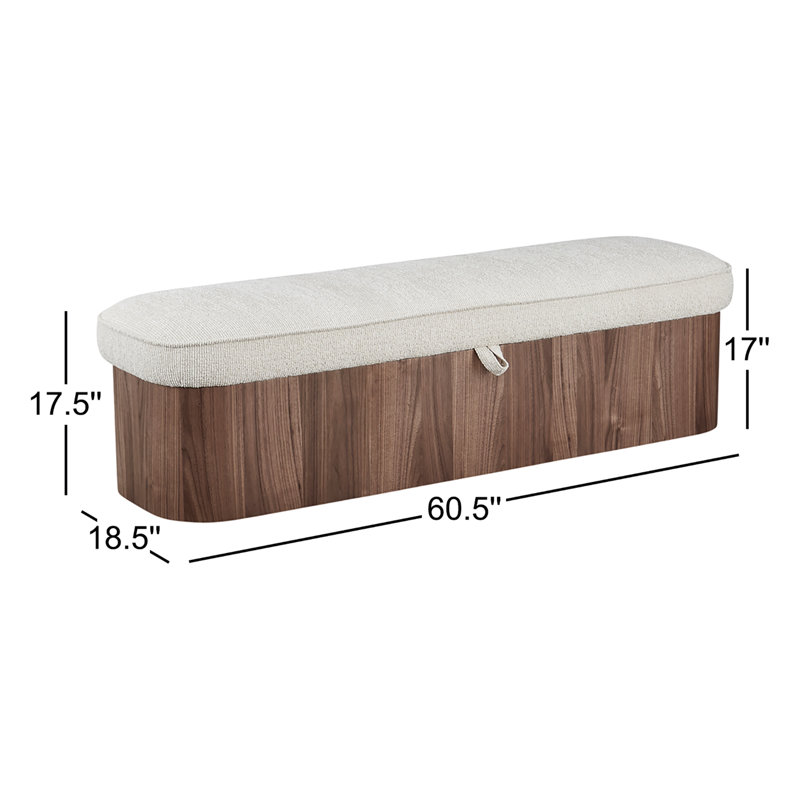 Sonny Upholstered Storage Bench, Walnut