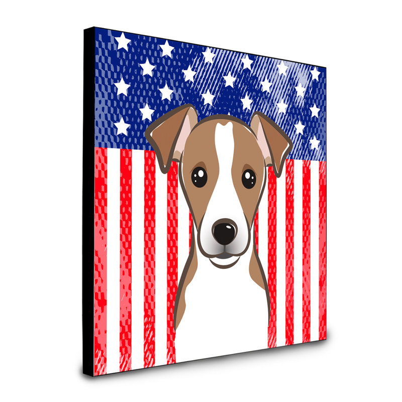 « american flag », art encadré Macomb, Jack Russell terrier brun