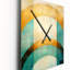 Horloge murale émeraude et arches dorées III - formes abstraites surdimensionnées-453056868