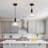Black Ribbed Glass Adjustable Pendant Light