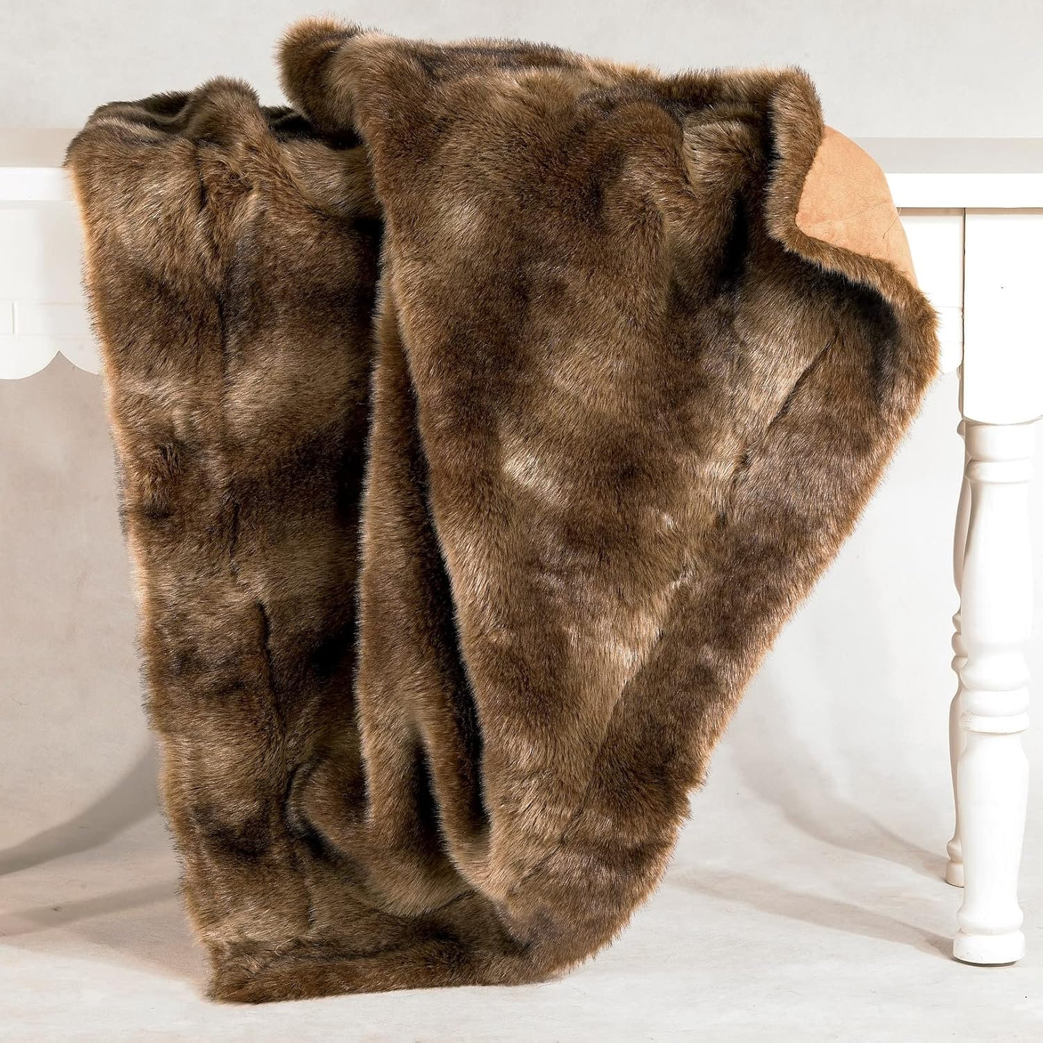 Wolf Fur Handwoven Throw Blanket, 60"L x 90" W