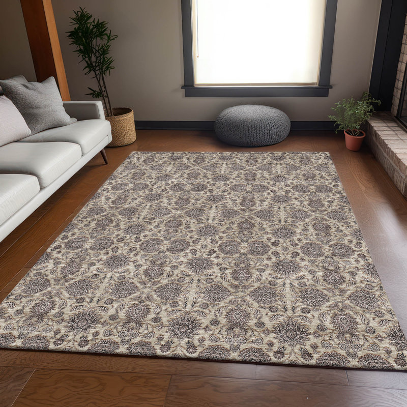 Premium Machine Washable Prisco Ivory Rug, Rectangle 10' x 14'