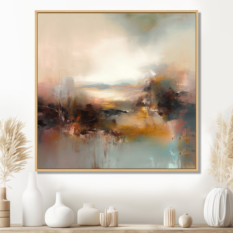 «Brown Abstracted Nature III», art mural abstrait, H 30 po x l 30 po, Cadre flottant érable