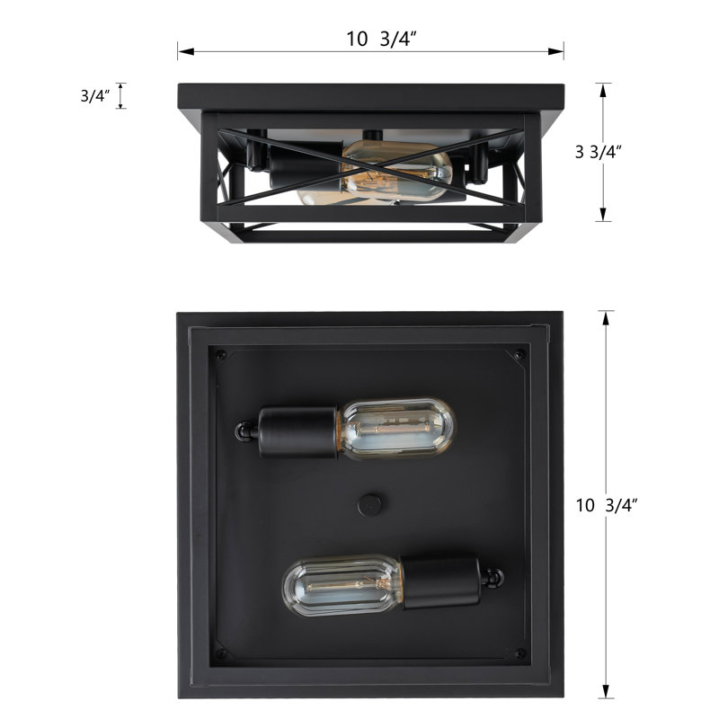 Plafonnier encastré carré en métal 2 lumières avec capuchon rotatif 