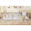 Lit de sol en bois de pin massif gris Cool Cool, structure de lit simple pour enfants avec clôture pour chambre de garçon et de fille-129467522-129467520