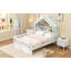 Lit maison moderne en bois massif avec tablette de rangement et auvent en tissu Elvon-126227808-126227809