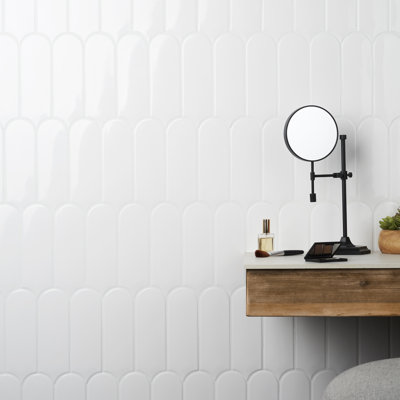 Airy 2.83 in. x 7.67 in. Polished Ceramic Fishscale Wall Tile (5.15 Sq. Ft. / Case)