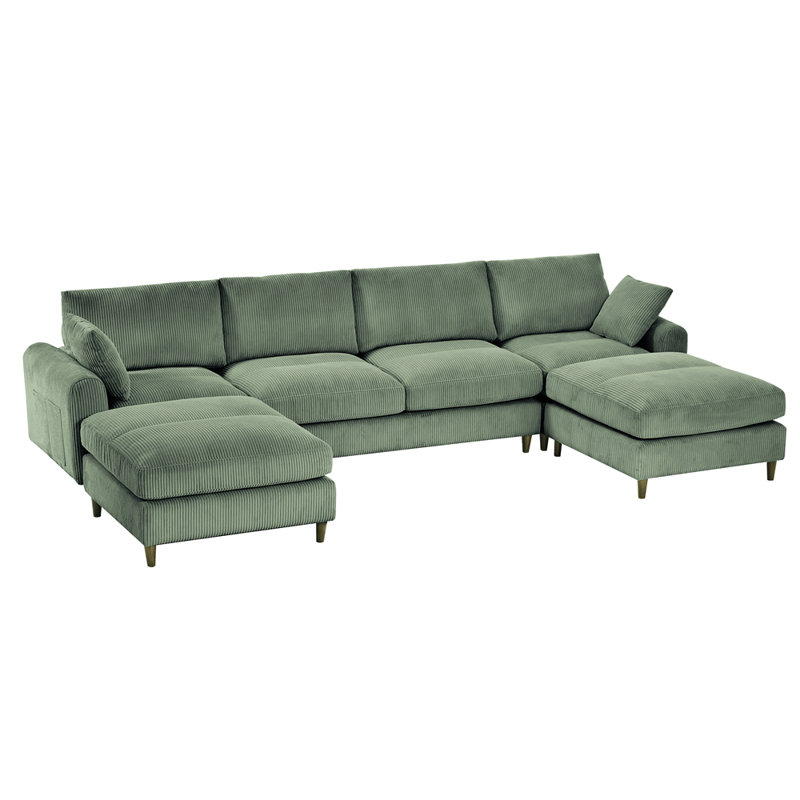 Canapé modulaire en U convertible avec coussins, Vert olive