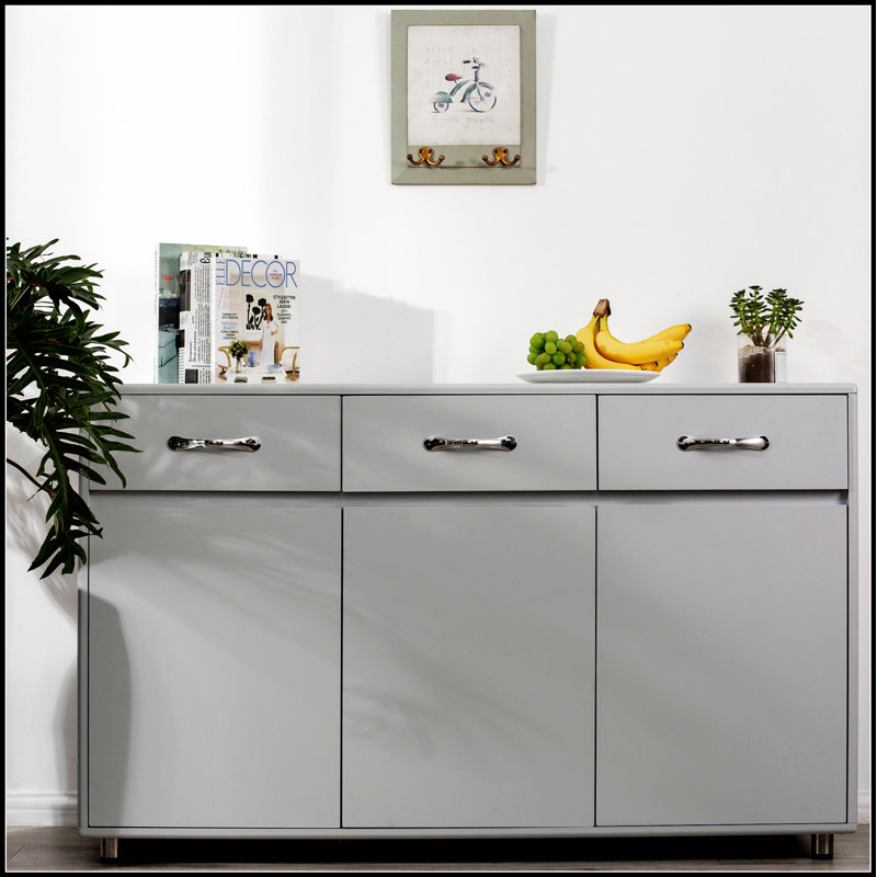 Three Doors Side Table-Grey with Spacious Storage and Durable Design, Perfect for Modern and Traditional Interiors., Gray