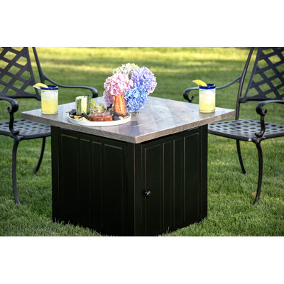 Harper Endless Summer, 30" Square LP Gas Outdoor Fire Pit with Faux Wood Mantel