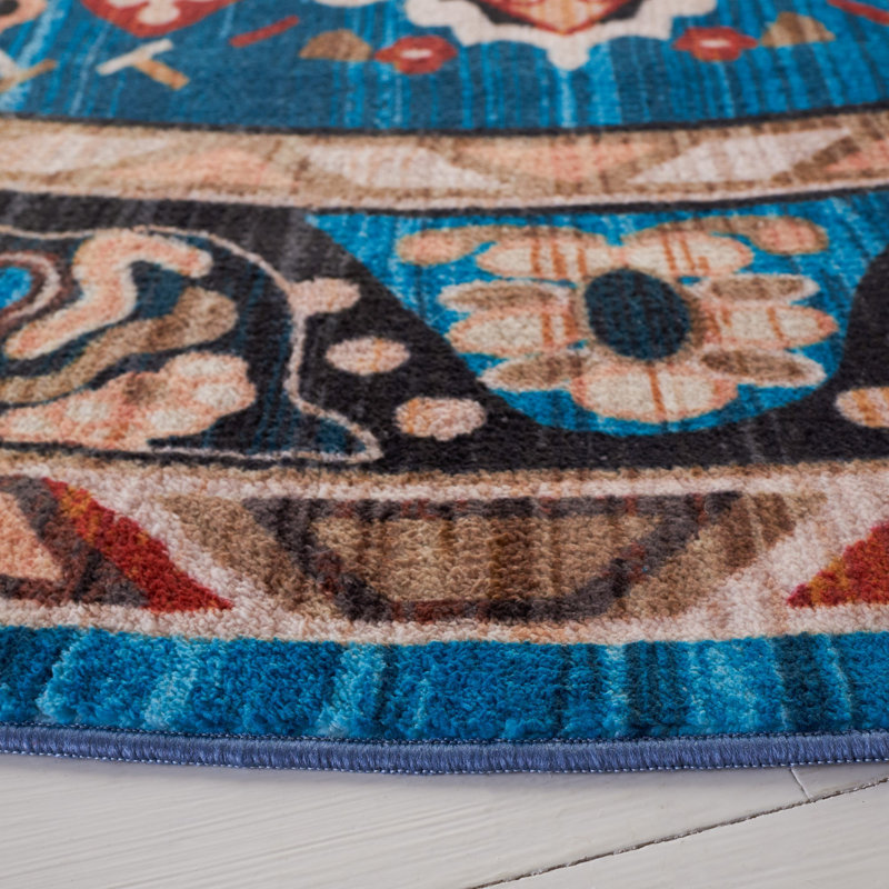 Tapis oriental bleu / noir Manado, Rectangle 7 pi 9 po x 10 pi