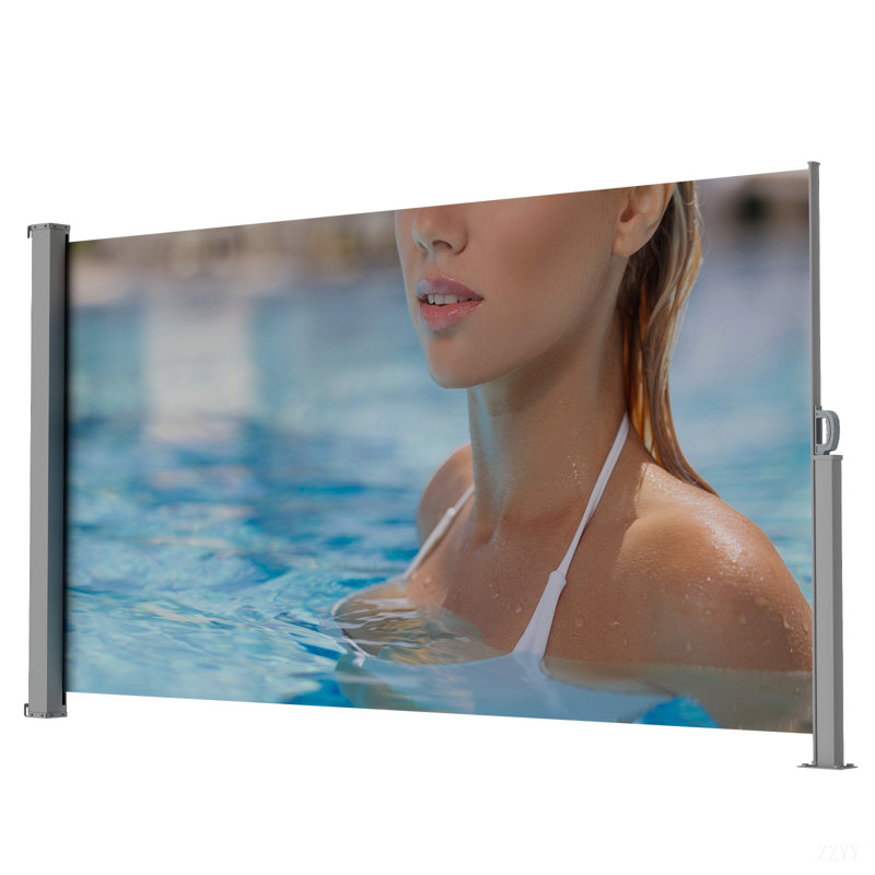 71"X138" Retractable Side Awning Screen, Semi-Transparent With UV Printing,UPF50+, Ideal For Blocking Dust,Sunshine And Wind, Creating Private Space For Garden,Balcony And Swimming Pool.