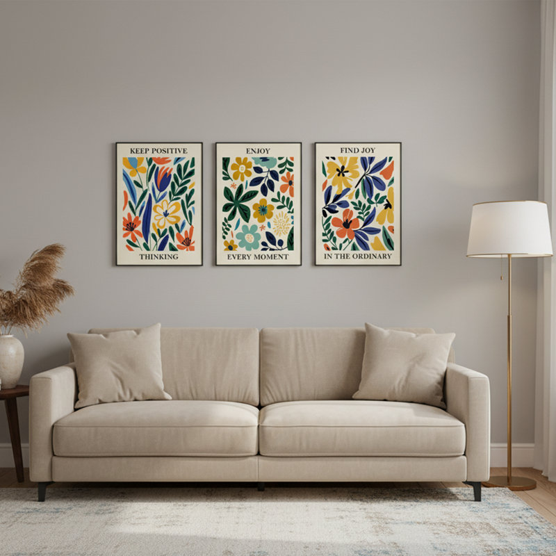 3-Piece Floral Pattern MDF Wall Art Set