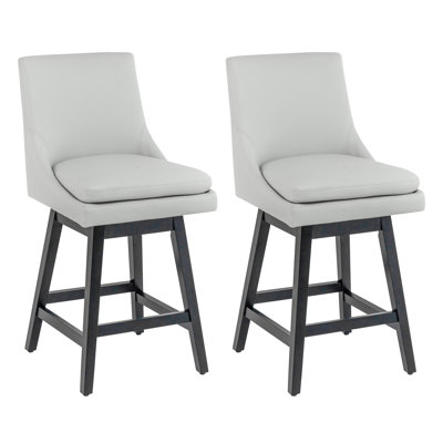 Lark Manorâ„¢ Counter Stools,26"360 Free Swivel Counter Height Bar Stools With High Back For Bar And Kitchen Island,Set Of 2,PU Leather by Lark Manor