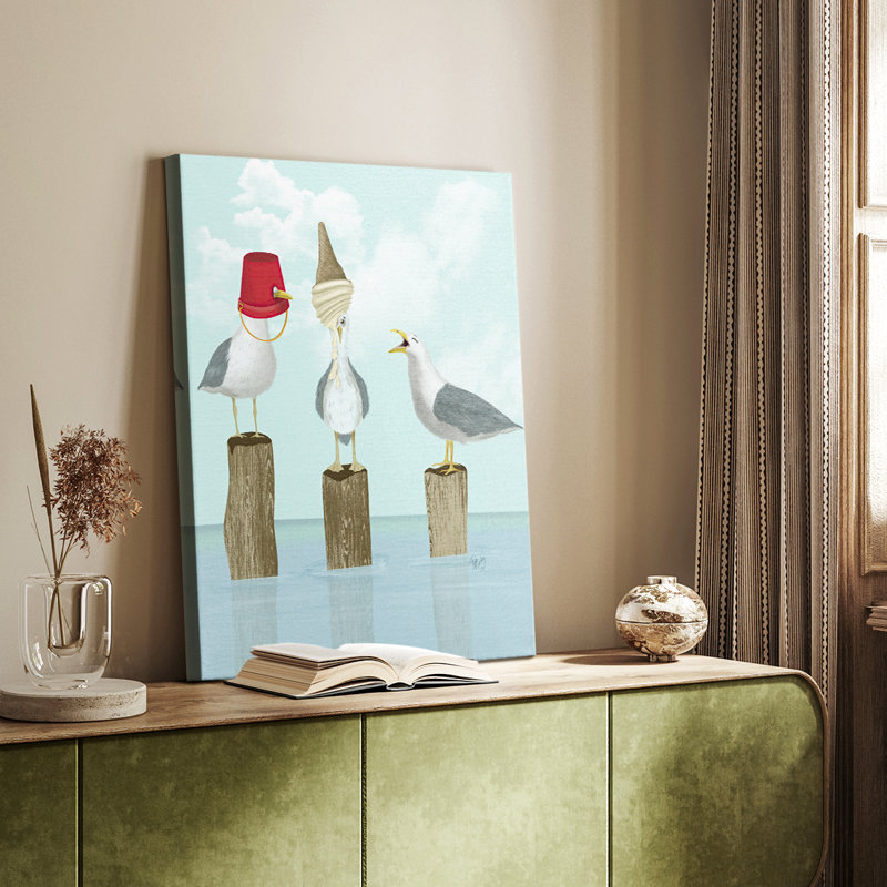 Silly Seagulls - galerie personnalisée enveloppée Cavas, H 18 po x l 12 po