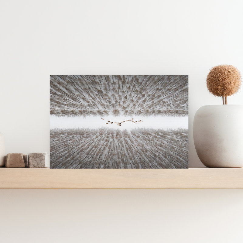 Neige à travers la forêt, art mural abstrait contemporain, H 18 po x l 12 po