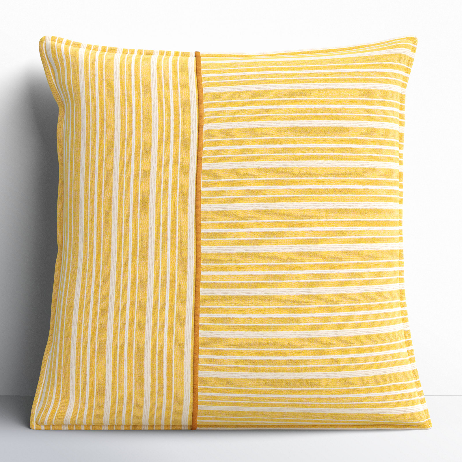 Berthe Striped Cotton Throw Pillow, Yellow