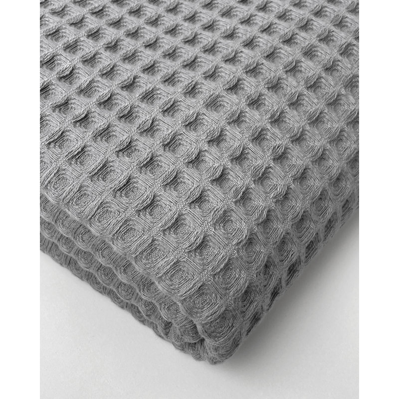 Serviette de bain en coton gaufré Lycia, Gris cendré, 2
