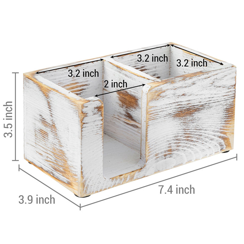 2 Slot Wood Pen Holder , White