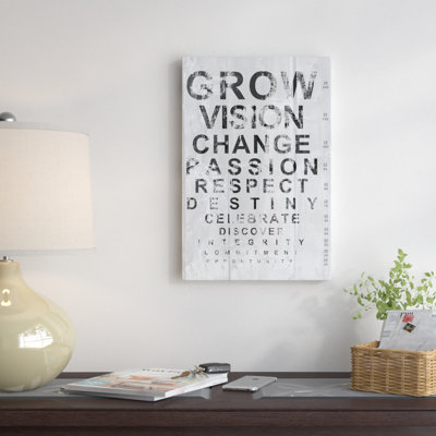 « eye chart ii », art textuel sur toile