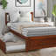 Cadre de lit plateforme simple en bois avec lit gigogne, noyer, lit-1427298391