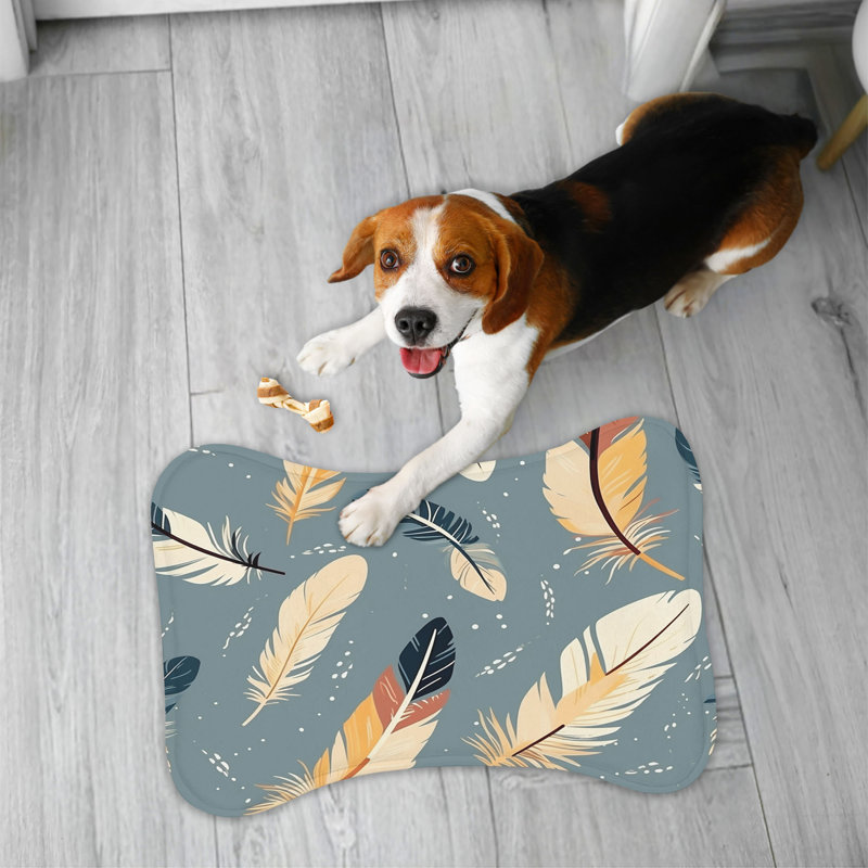 Boho Feathers - 1 Piece Bone Shape Feeding Mat