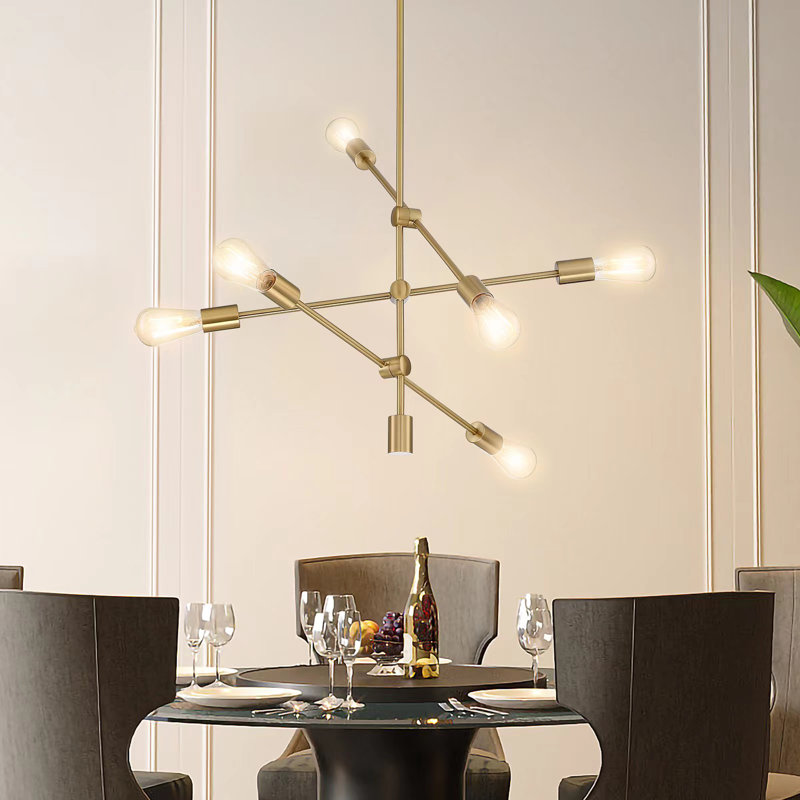 Luminaire suspendu linéaire noir entrelacé Kreios PILB-6L, Or