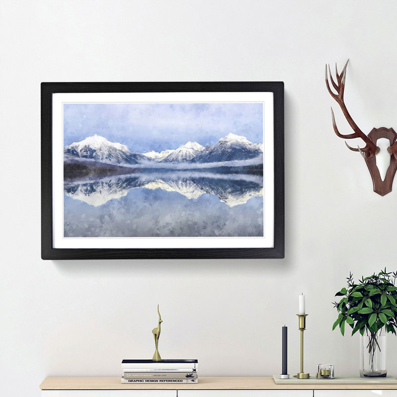 Lake Mcdonald in Montana - Picture Frame Painting Print, 24cm H x 33cm W x 2cm D, Black Framed