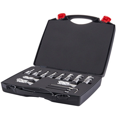 13 Pcs Drill Bits Cutter 7/16" To 1 - 1/16" Cutting Diameter 1" Depth M2al Portable Case 2 Pilot Pins Wrench High Speed Steel Compatibility For Magnetic