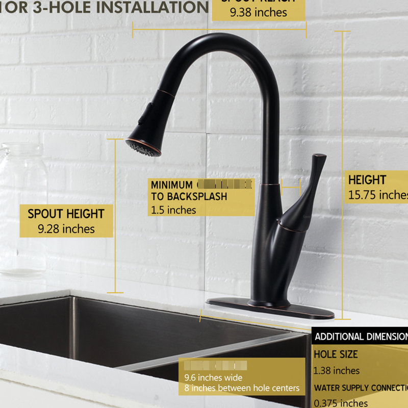 Robinet de cuisine, bronze huilé avec extracteur, complémentaire au décor, corrosion, poignée simple pour le débit et la température, bec pivotant à 360 degrés, double jet, robinet à installation rapide en bronze, propre
