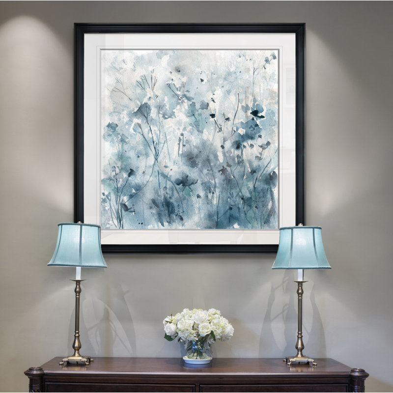« Misty Wildflower Morning », reproduction d'art sur toile, H 28 po x l 28 po x P 1,5 po, Cadre noir