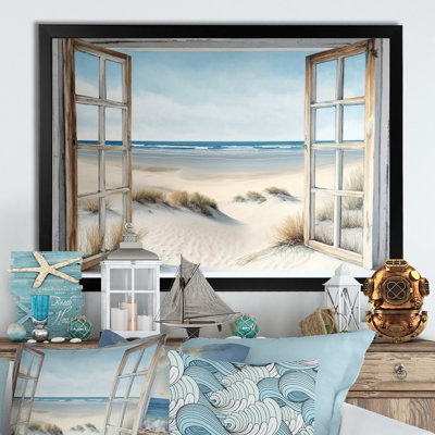 Window to the Beach - Coastal Window wall art print, Beach canvas print
