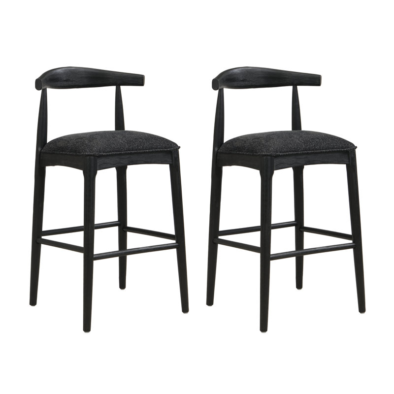 Tabouret de bar en tissu noir (ensemble de 2), Noir, Noir