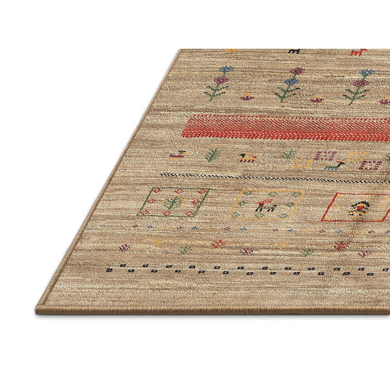 Tapis beige / rouge Basilia, Rectangle 8 pi x 10 pi
