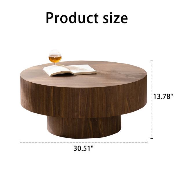 Latitude Run® Table basse ronde en noyer de 29,99 po pour le salon, la ...