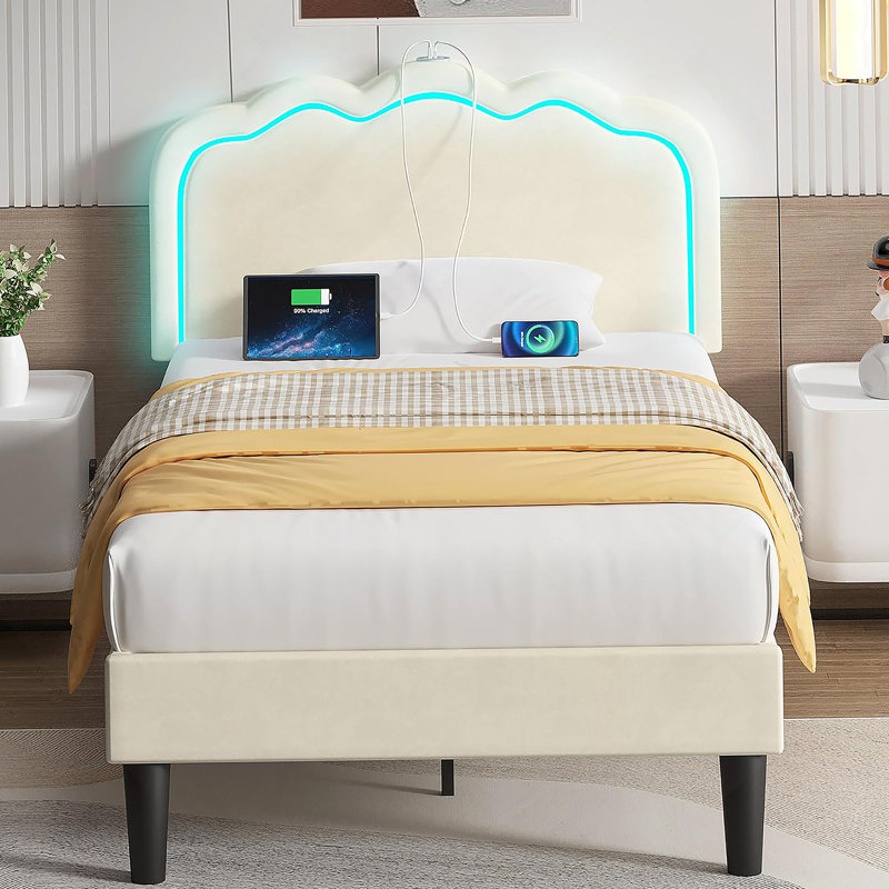 Base de lit, base de lit plateforme en bois, grand rangement sous le lit, Bois manufacturé / bois massif, Grand lit